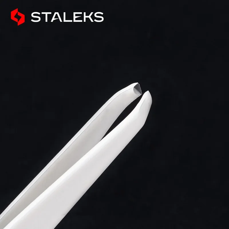 STALEKS TBC-41-4 White New High-quality Eyebrow Tweezers Multifunction Stainless Steel Hair Removal Makeup Tool