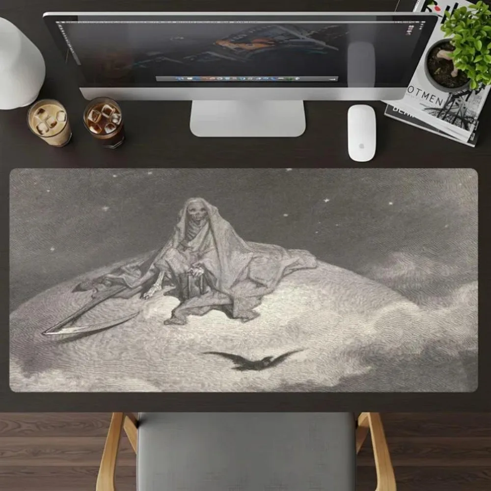 Tapis de souris de jeu unique, bureau d'art avec décorations chrétiennes inspirées de Gustave Doré, alfombrillas para escritorio, tapis de souris