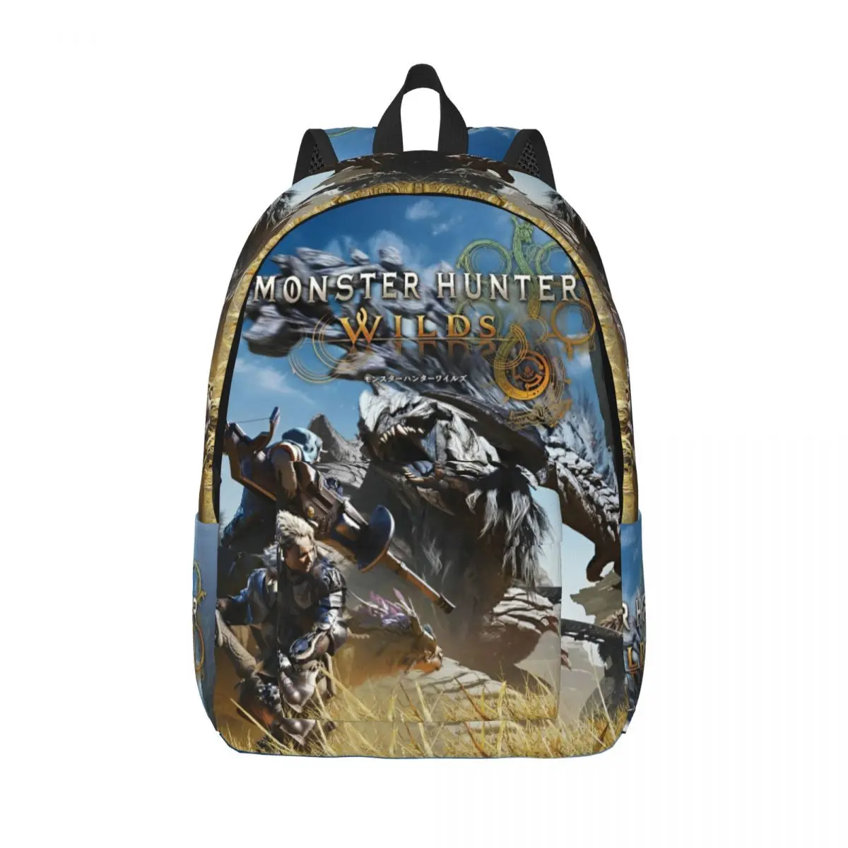 

Monster Hunter Wilds Symbol Teenage Backpack with Pocket Student Business Video Game Daypack for Men Women College Canvas Bags