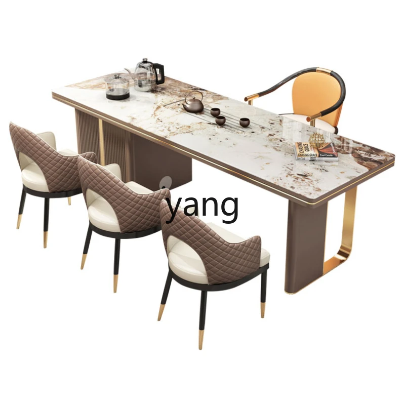 

ZL rock slab kung fu tea table light luxury office multi-functional tea table and chairs integrated