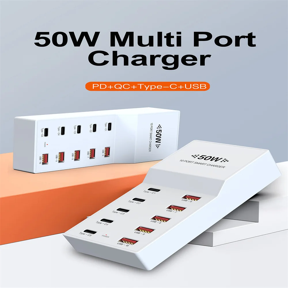 Multiple Security Protection Simultaneously Charging Comes With 50W 10 Ports To Shorten Charging Time Safe And Fast Charger