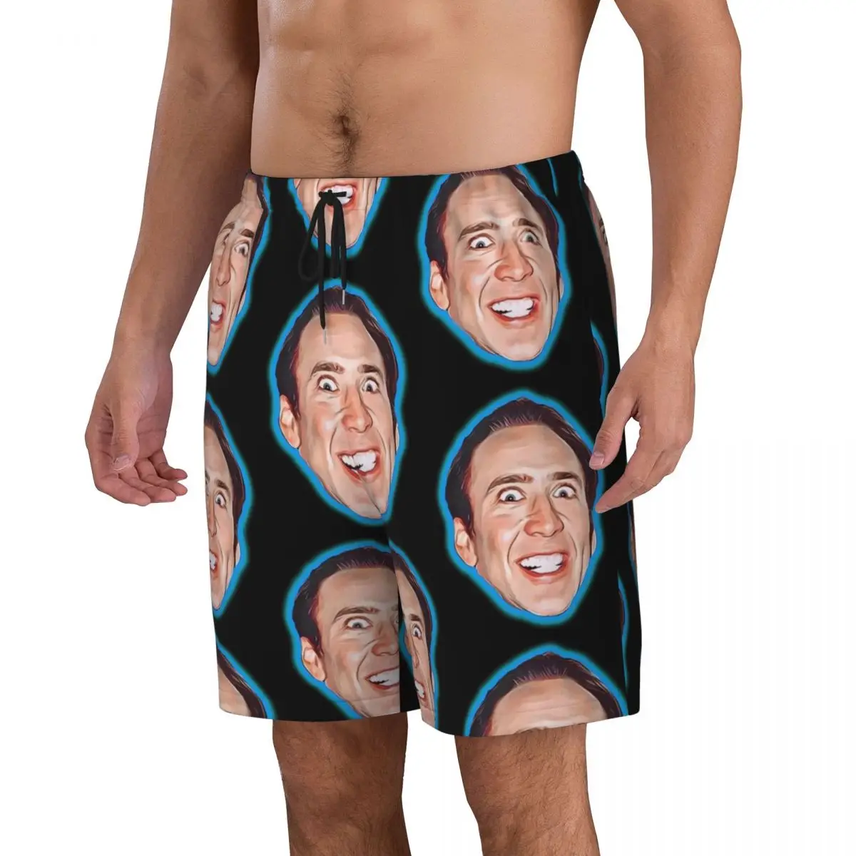 Bathing Suit Crazy Nicolas Cage Board Shorts Summer Nick Cage Vintage Beach Short Pants Man DIY Running Quick Dry Swim Trunks