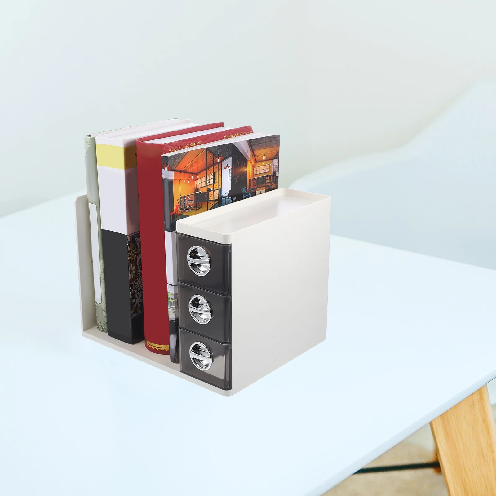 منظم مكتب مع أدراج، صندوق تخزين مجلد الملفات، حامل منظم صغير، حامل مستندات، حامل تخزين المكتب، أدراج صغيرة