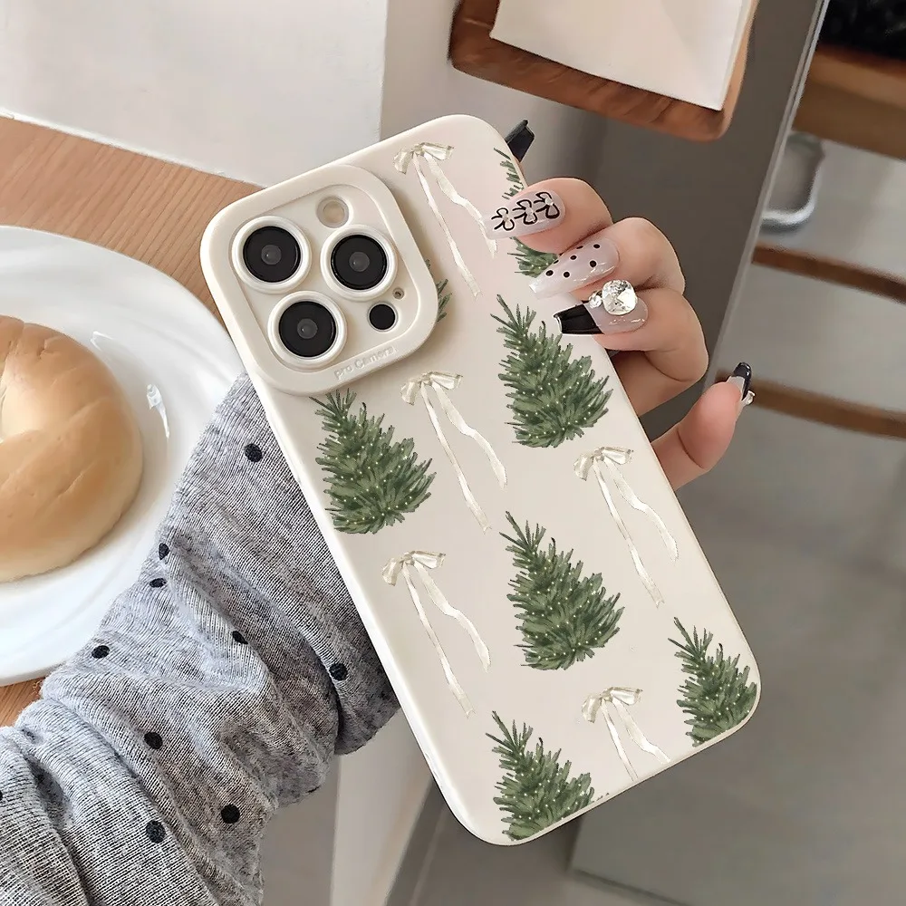 Christmas Tree Bow Design Phone Case For iPhone 17 Pro Max 16 15 14 13 12 11 XS X XR 7 8 Plus 16E 17 Air Shockproof Bumper Cover
