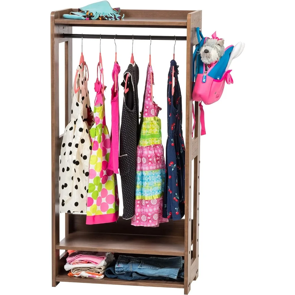 

Hanging Rack Armoire Wardrobe Dresser Organizer with Shoe Shelves and Side Hook, for Nursery, Kids Room, Closet