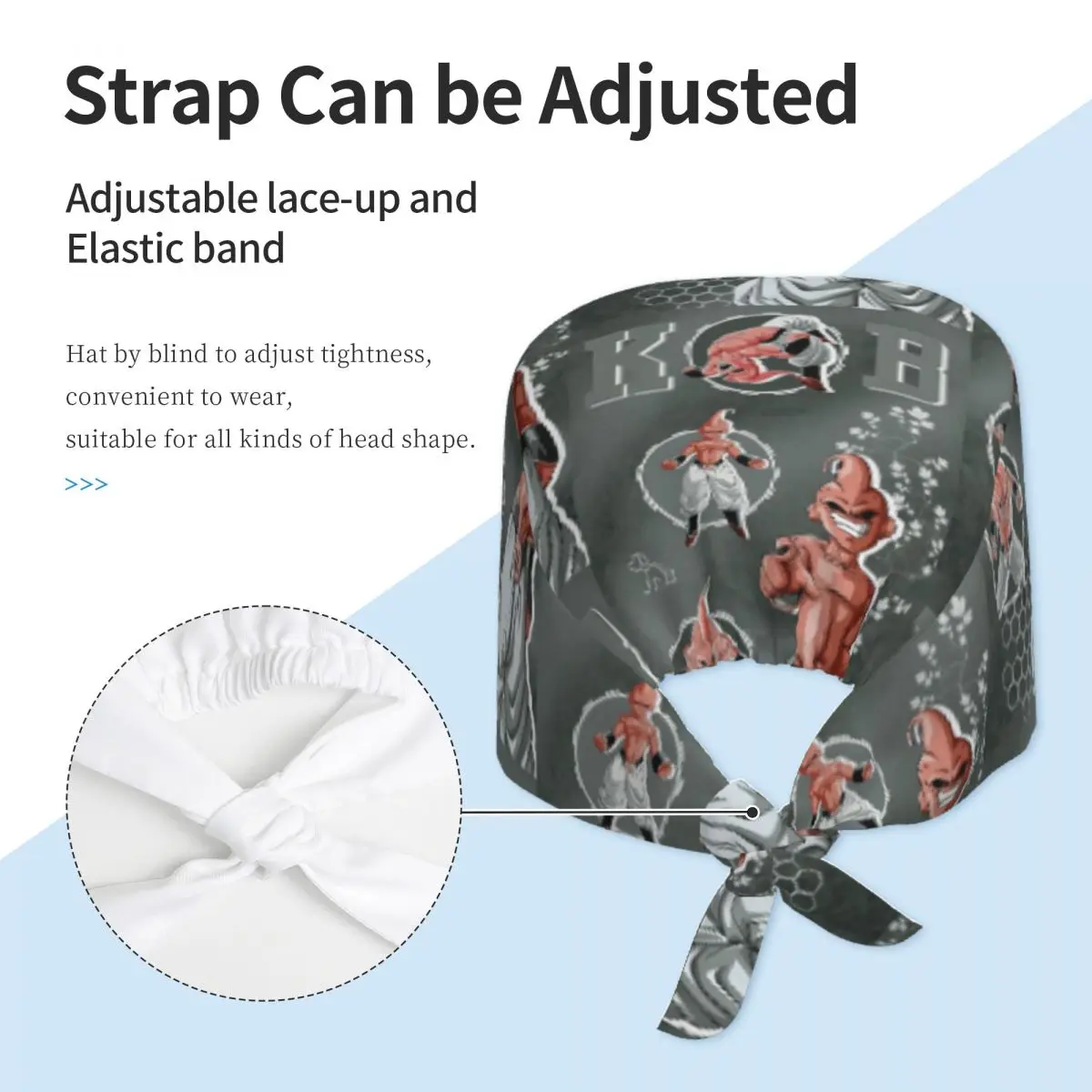 Personalizado divertido Anime Majin Buues personal médico Scrubs sombrero hombres mujeres médico enfermería gorro quirúrgico Scrub gorras