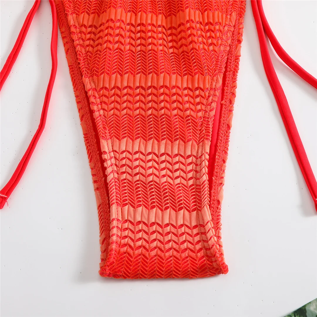 3-teiliger Bikini mit Rock, Neckholder und hohem Beinausschnitt, Damen-Badeanzug, dreiteiliges Bikini-Set, Damen-Bademode, Badeanzug, Schwimmanzug V6506 – Detail 18