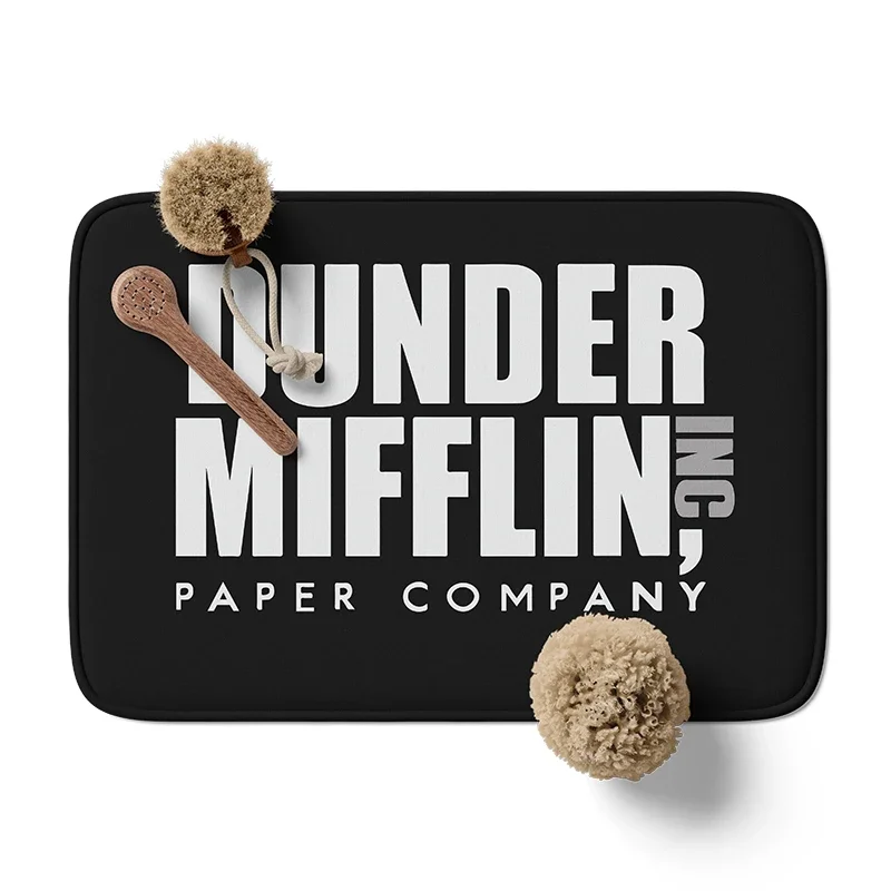 Aertemisi Dunder Mifflin Paper Company The Office Bath Mat with Non Slip Base Absorbent Super Cozy Flannel Floor Rug Carpet