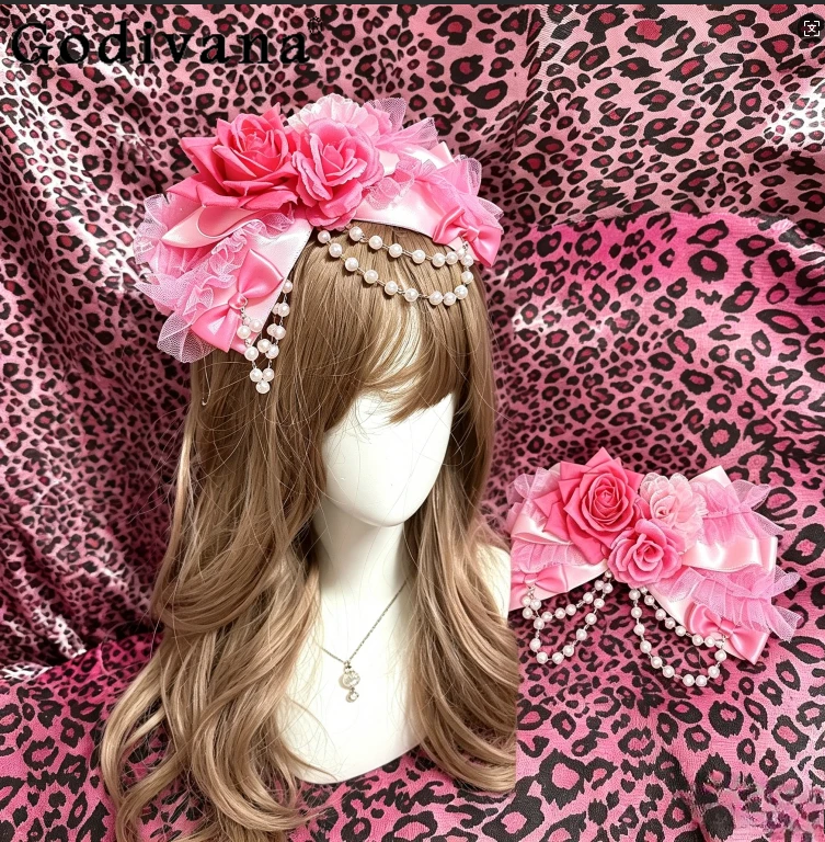

Mars Style Princess Series Girls Hair Accessories Subculture Lolita Hairpin Hot Girl Womens Rose Flower Chain Hearwear Hairclips
