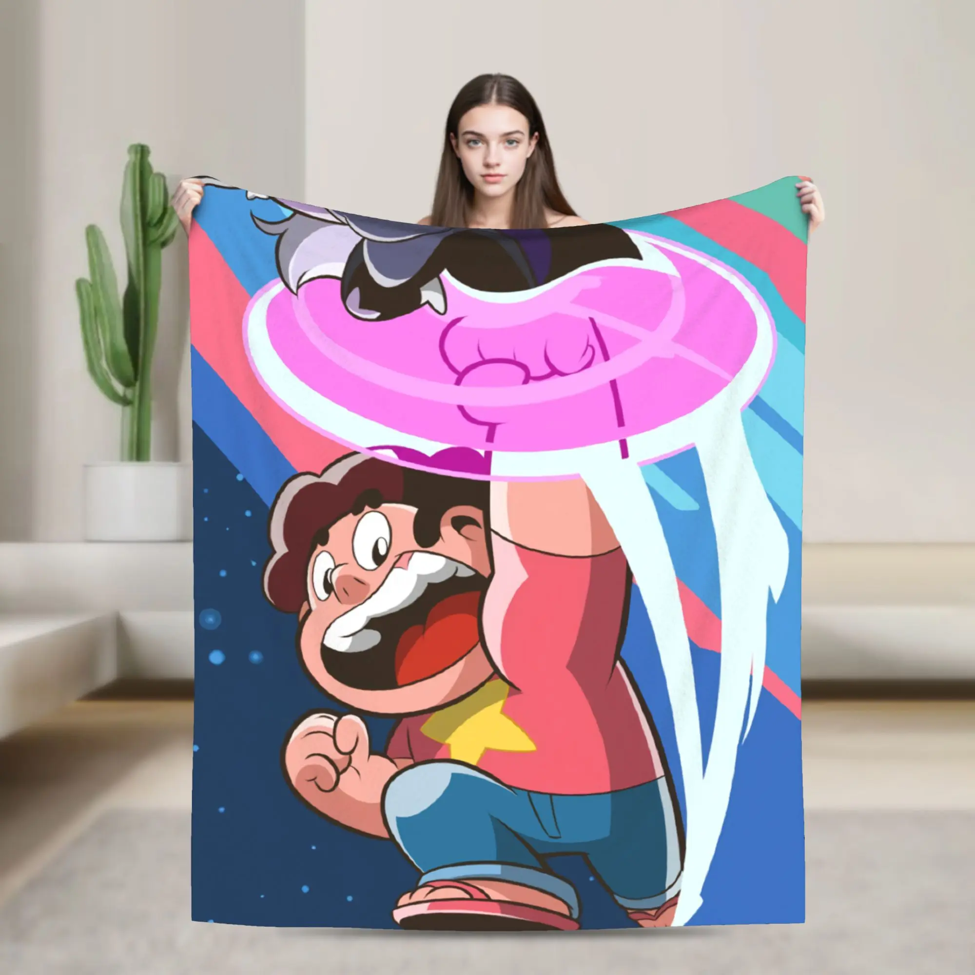 Steven Universe  Blanket Cover Fleece Cute Cartoon  Soft Throw Blankets for Airplane Travel Bedroom Quilt