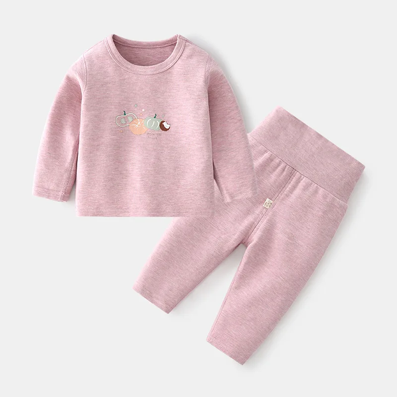 

Детский костюм из смешанной ткани с длинными рукавами для весны и осени, облегающая домашняя одежда для малышей с высокой талией