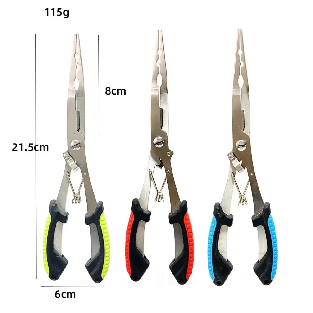 Line Cut Fishing Pliers with Rubber Handle Long-billed Fish Mouth Pliers Hook Stainless Steel Multi-functional