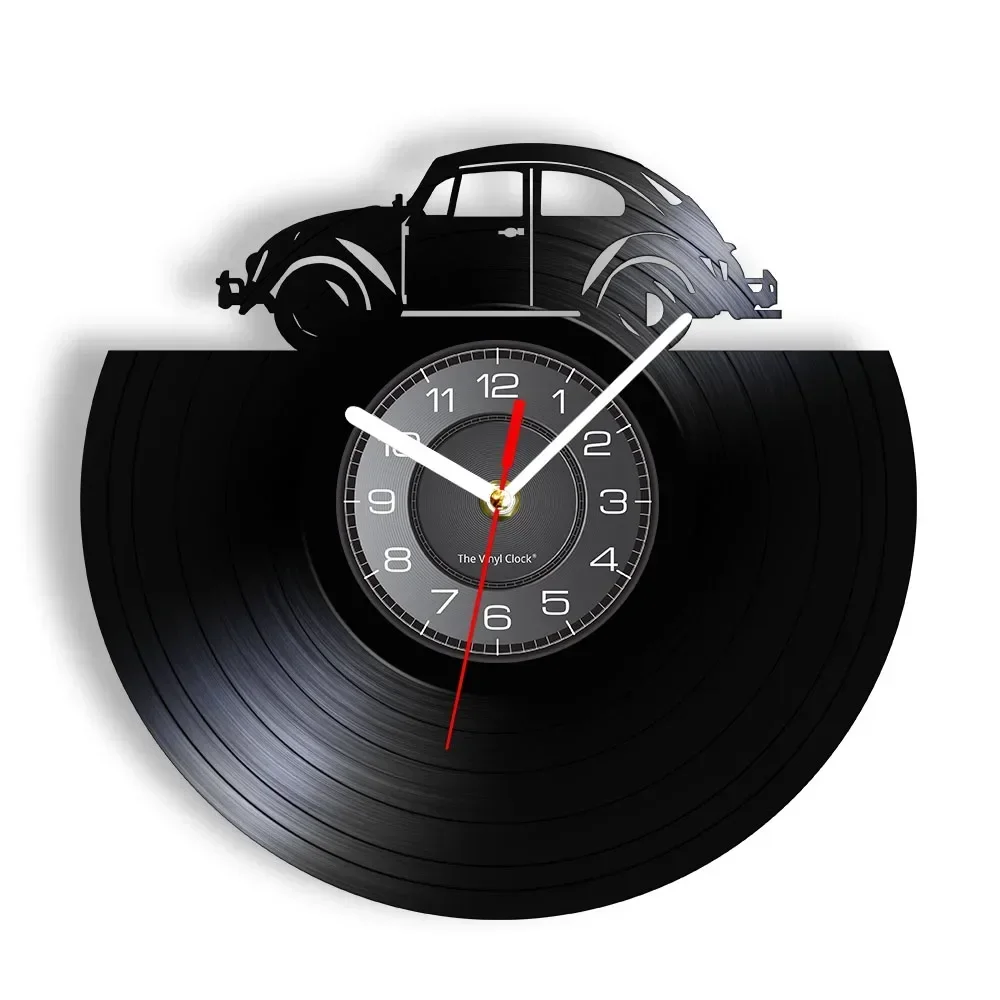 Vintage Car Vinyl Record Wall Clock LED Hanging Lamp Home Decorative Wall Watch Automotive Vehicle LED Light Gift for Car Lover