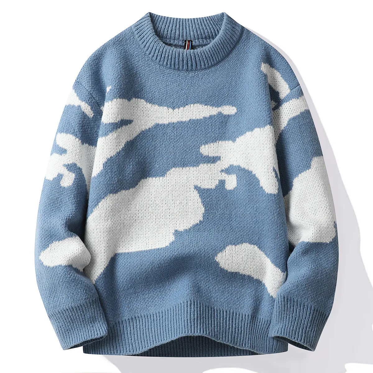 Clouds Sweaters Men Autumn Vintage Graphic Knitted Sweaters Fashion Streetwear Long Sleeve Crewneck Pullovers Men Clothing