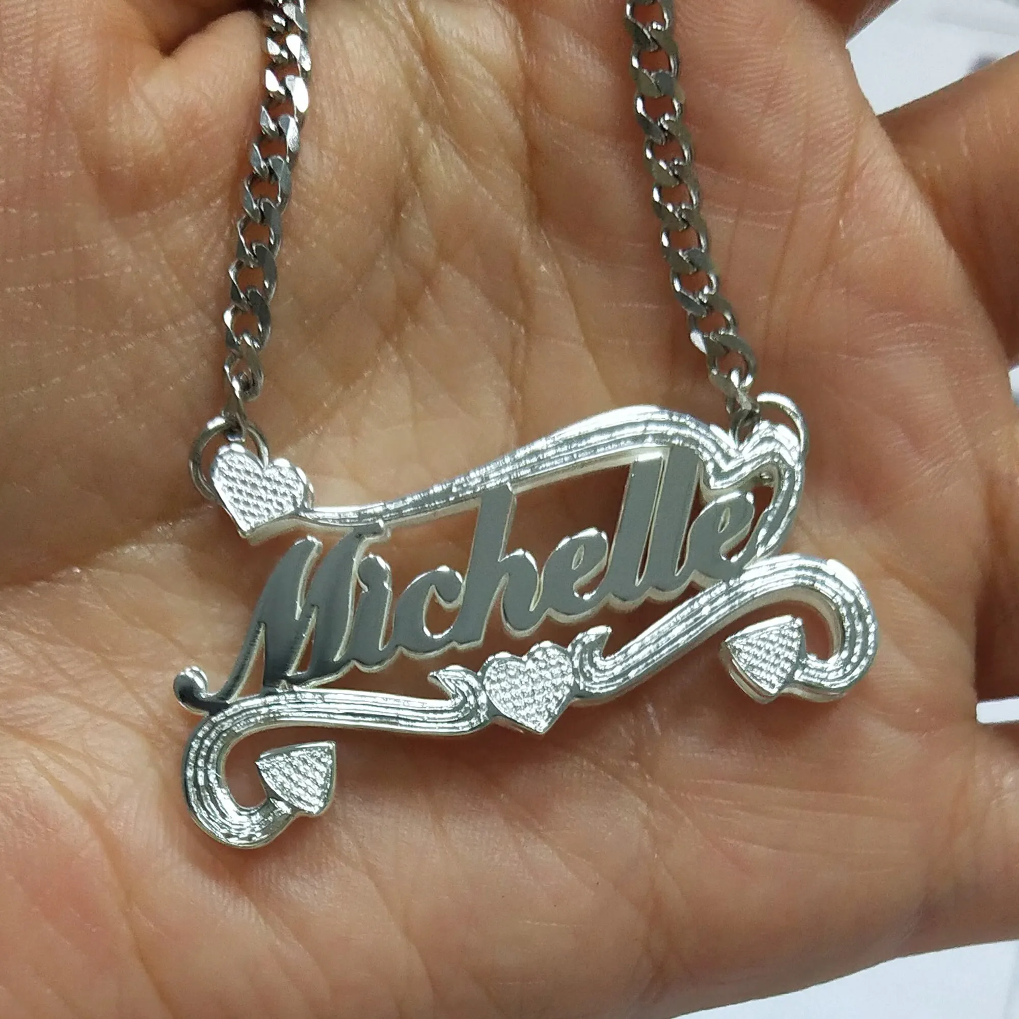 

3D Personalized Double Name Necklace, Fashion Girl Custom Name Necklace, Pretty Heart Custom Nameplate Necklace, Christmas Gifts