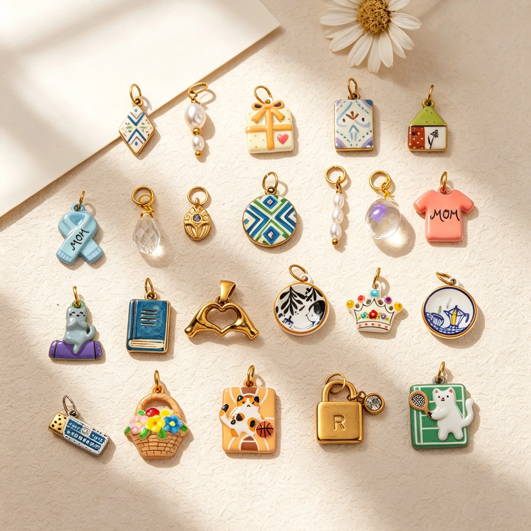 Neue einfache und farbenfrohe Blumenkorb-Geschenkhaus-Anhänger aus Edelstahl zum Selbermachen für Schmuck. – Detail 1