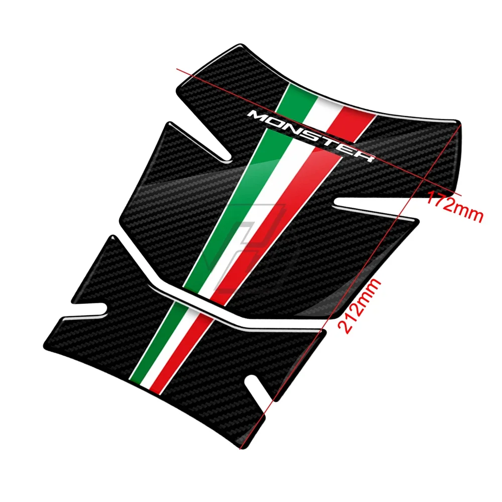 For Ducati Monster 600 620 695 750 800 900 1000 3D Resin Carbon Look Motorcycle Gas Tank Pad Protection Decals