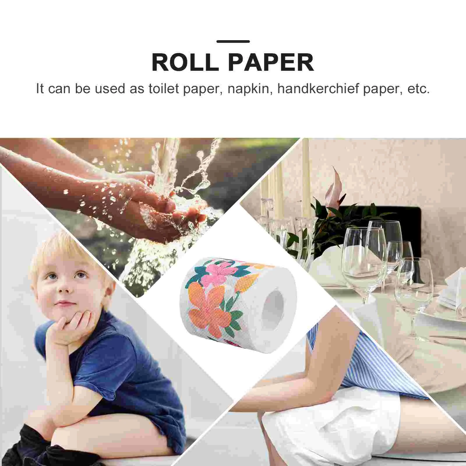 Rollo impreso de papel higiénico respetuoso con la piel, suministros para el hogar, servilletas todos los días