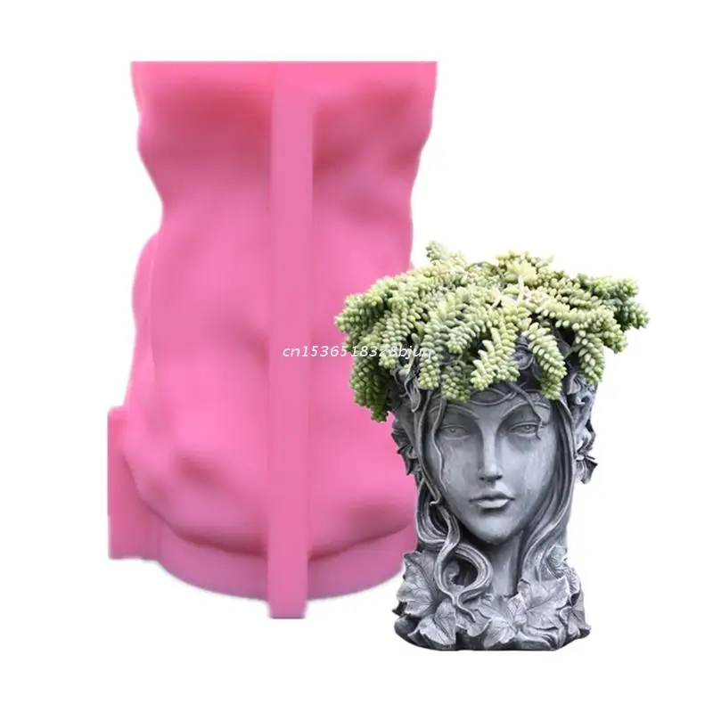 

Handmade Girl Head Shaped Flower Pot UV Epoxy Mold Pen Holder Holder Cement Pot Planter Resin Silicone Mould DIY Dropship