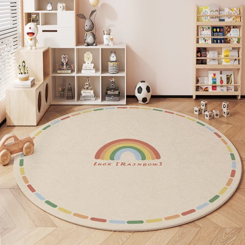 Cartoon Style Living Room Decoration Carpet Cute Round Rugs for Bedroom Washable Children Soft Floor Mat Water Proof Bedside Rug