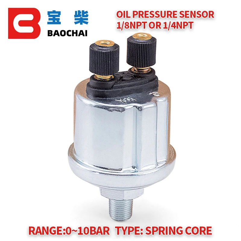 VDO Oil Pressure Sensor Universal 0 to 10 Bars 1/8NPT 10mm Diesel Generator Parts Stainless Crew Plug Alarm Pressure sensor