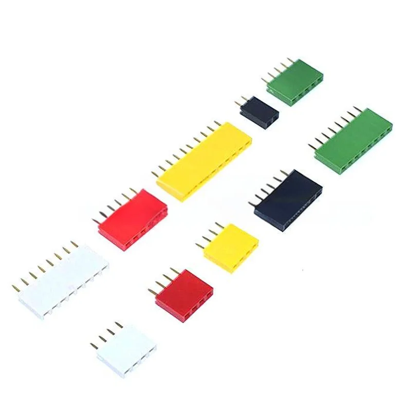 20/50PCS 2.54mm Pitch Single-row Color Female Header Red/Yellow/Blue/White/Black/Green 1×3/4/5/6/8/10/40P Plastic height 8.5mm