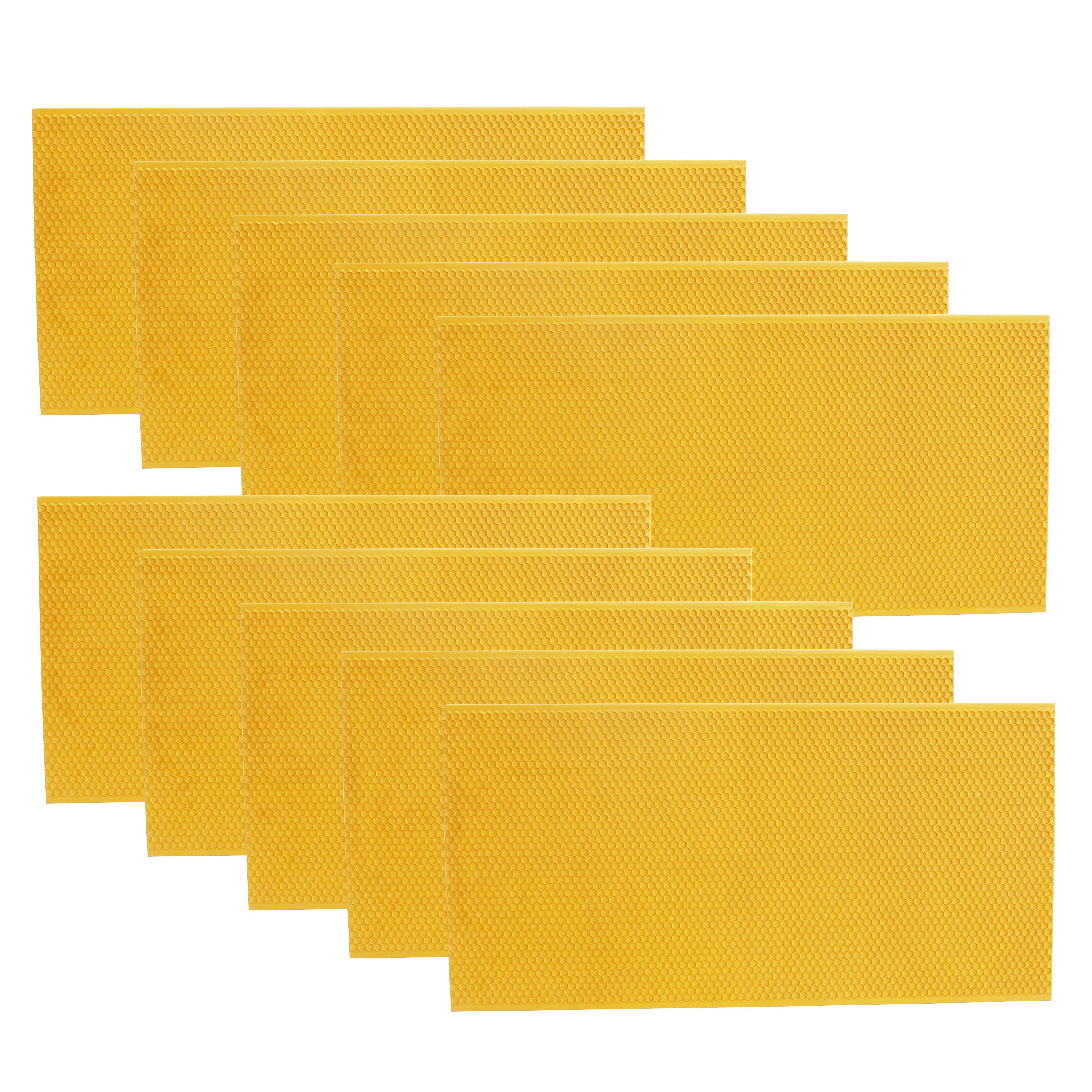 10 Pack Beehive Frames and  Foundations for Deep Brood Bee Hives with Wooden Bee Hive Frames and  Foundation sheets (Yellow)