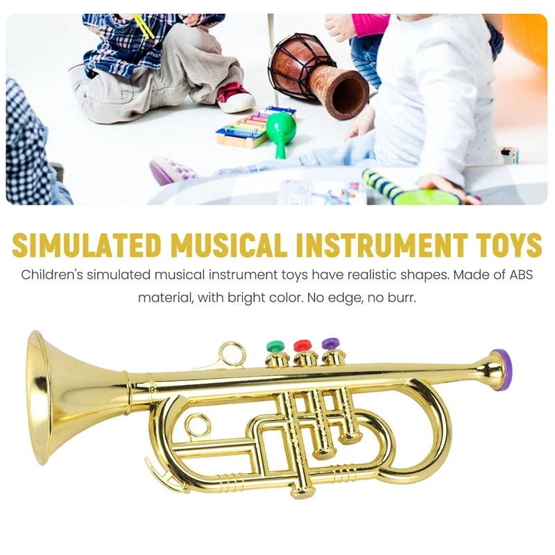 Trumpet 3 Tones 3 Colored Keys Simulation Play Mini Musical Wind Instruments For Children Birthday Party Toy