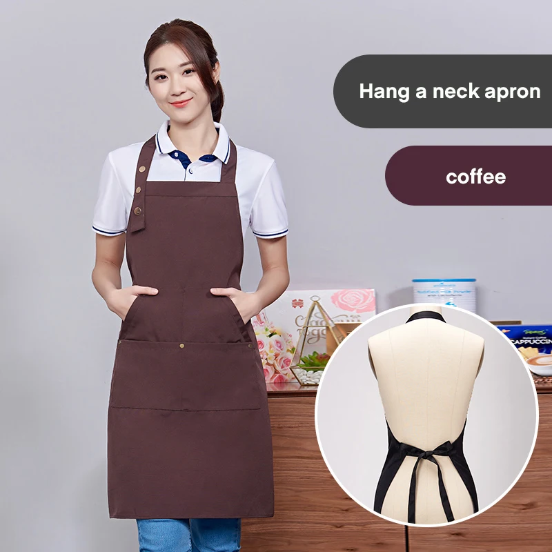 Men\'s And Women\'s Models Hanging Neck Apron Customized LOGO Anti-fouling And Dirty Waiter Clothes Supermarket Promoters Apron