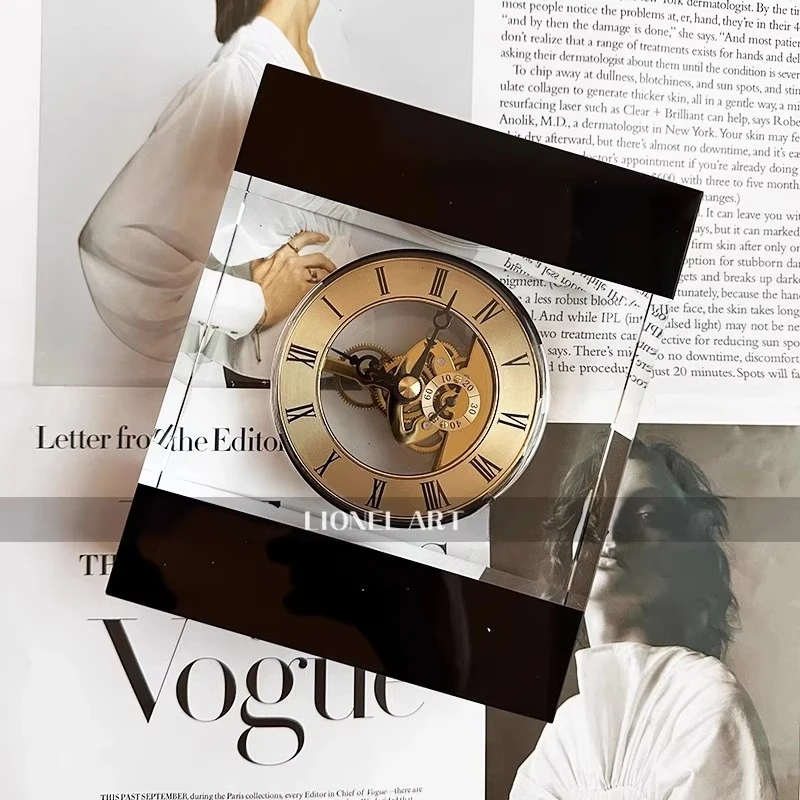 Premium Brass K9 Crystal Clock Hand-Polished Heavy-Duty Desktop Alarm Room Metal Movement Digital Watch Luxury Creative Gif Hott