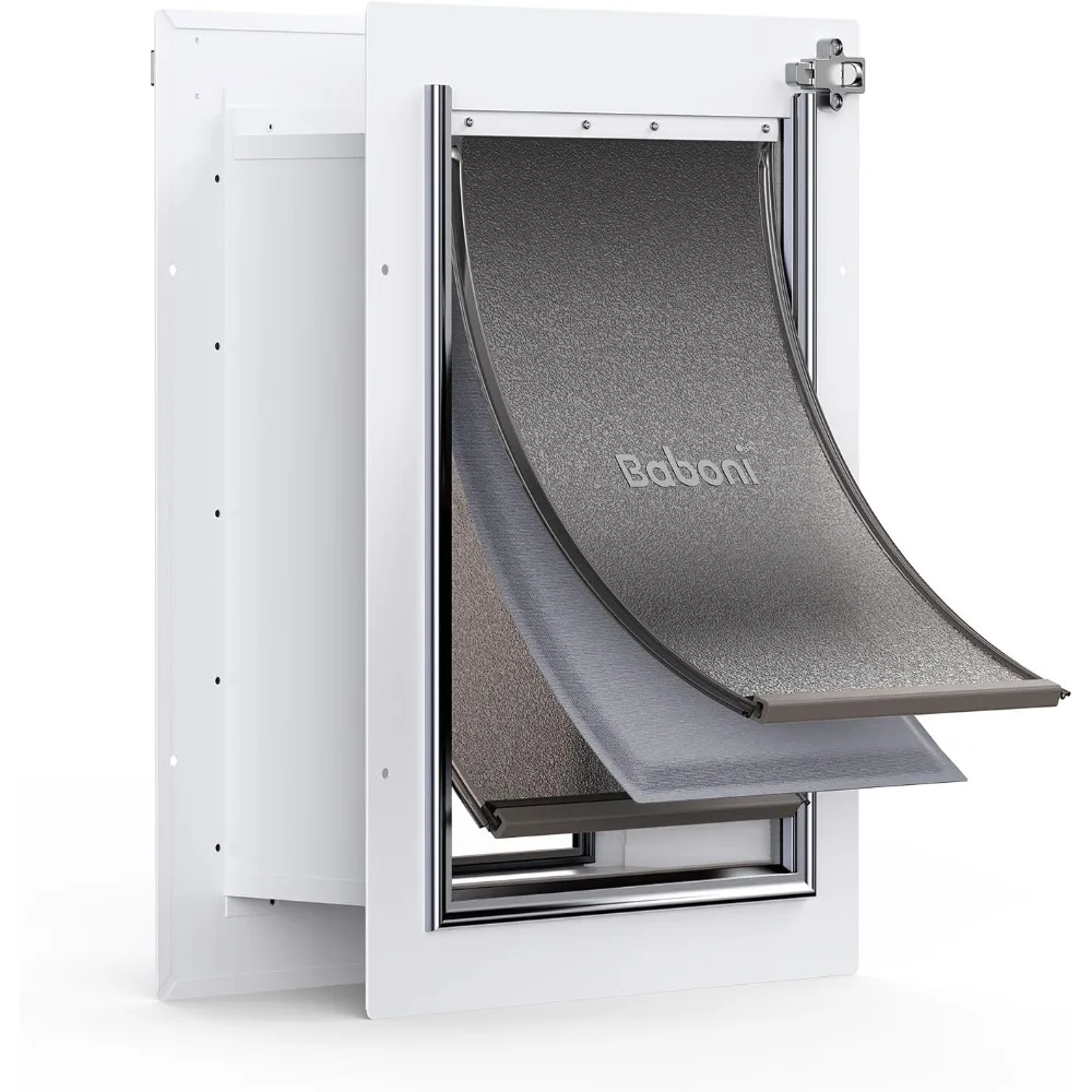 

3-Flap Pet Door for Wall, Steel Frame and Door and Cat Door, Strong and Durable (Pets Up to 40 Lb) -Medium