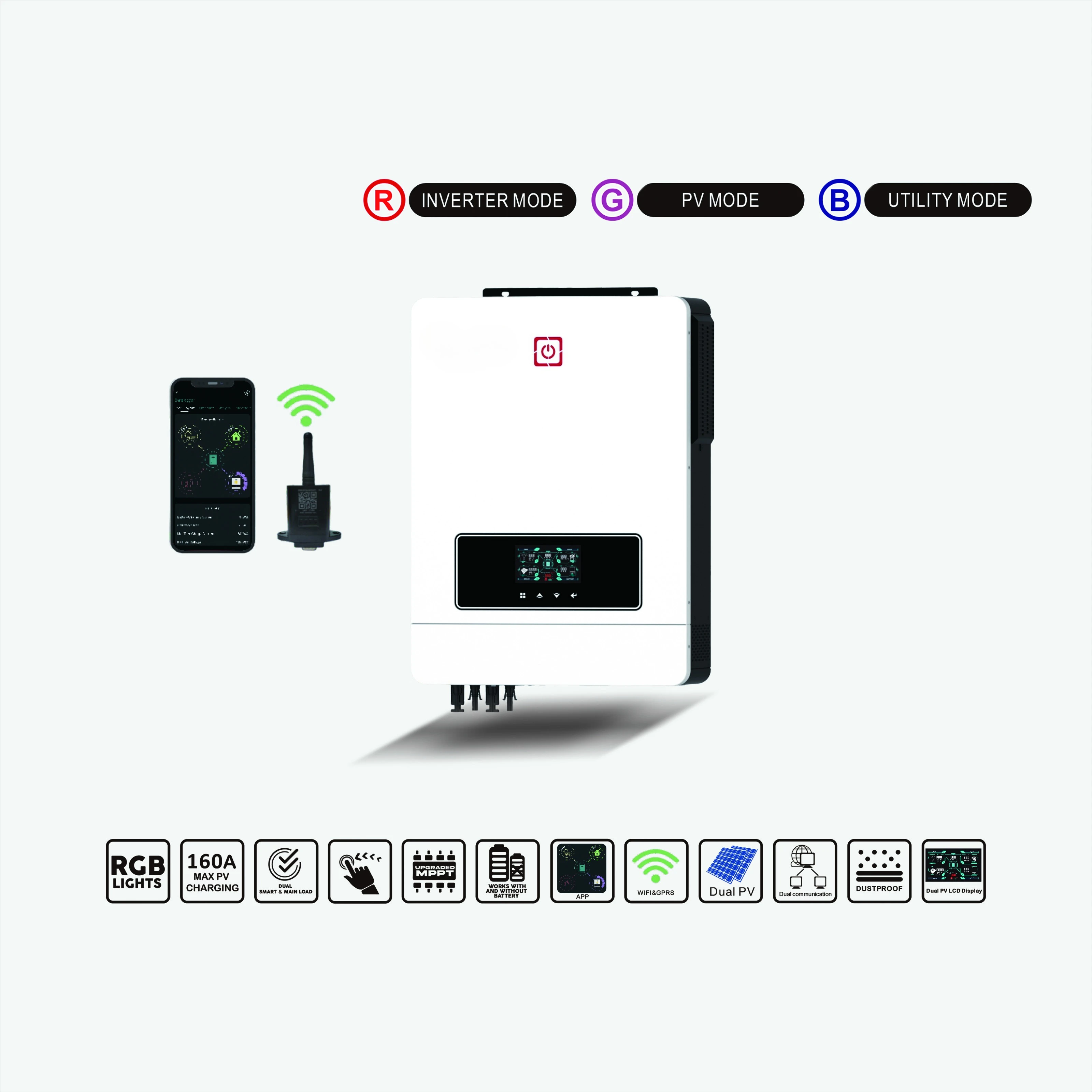 

Factory Direct Hybrid Solar Inverter 48V Solar Pure Sine Wave Inverter Support Work Without Battery and WIFI Optional