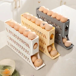 Caja de almacenamiento de huevos para refrigerador, soporte para huevos de desplazamiento automático, gran capacidad, dedicado, para Cocina