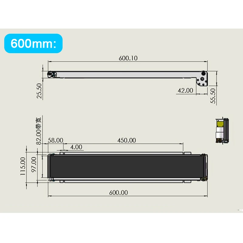 Conveyor 460mm 552mm 600mm Stainless Steel Mini Conveyor PU Belt Vending Machine DC Track Cargo Lane Automatic Conveyor Belt