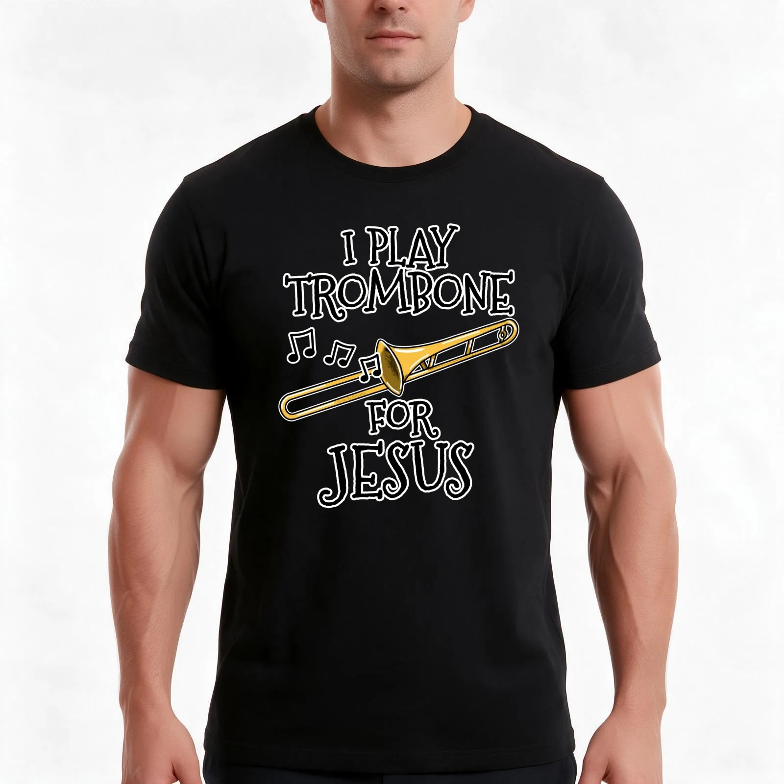 I Play Trombone For Jesus Trombonist Church Musician T-Shirt Summer Casual Cotton Tee Oversized Streetwear Tops 100% Cotton