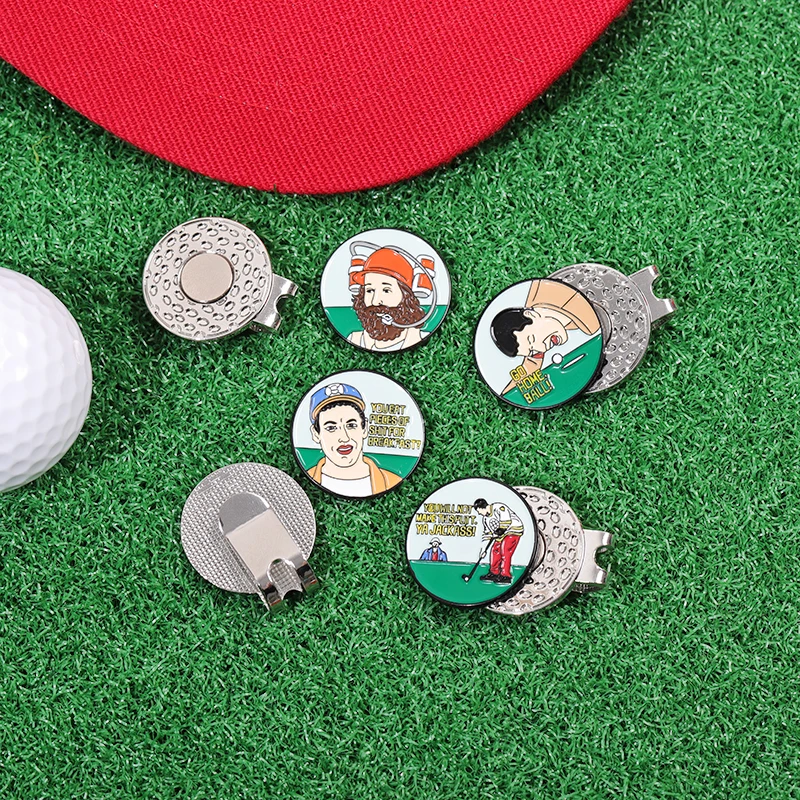 Funny Golf Hat Clip Enamel Magnetic Ball Marker Clip Baseball Cap Decorative Brooches Metal Lapel Badge Jewelry for Golf Lover