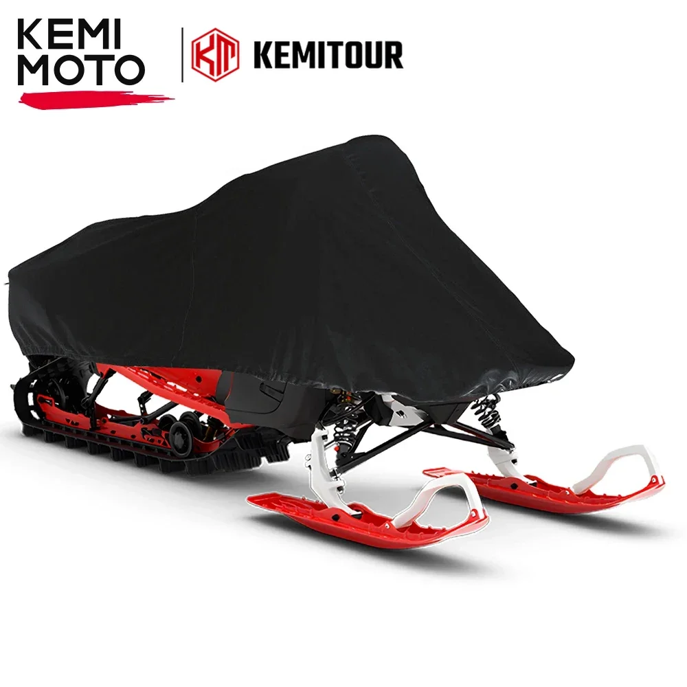 KEMiMOTO Snowmobile Coverwith Reflective Sign Compatible with Polaris 420D Heavy-Duty Waterproof XL Size Cover  for Ski-Doo