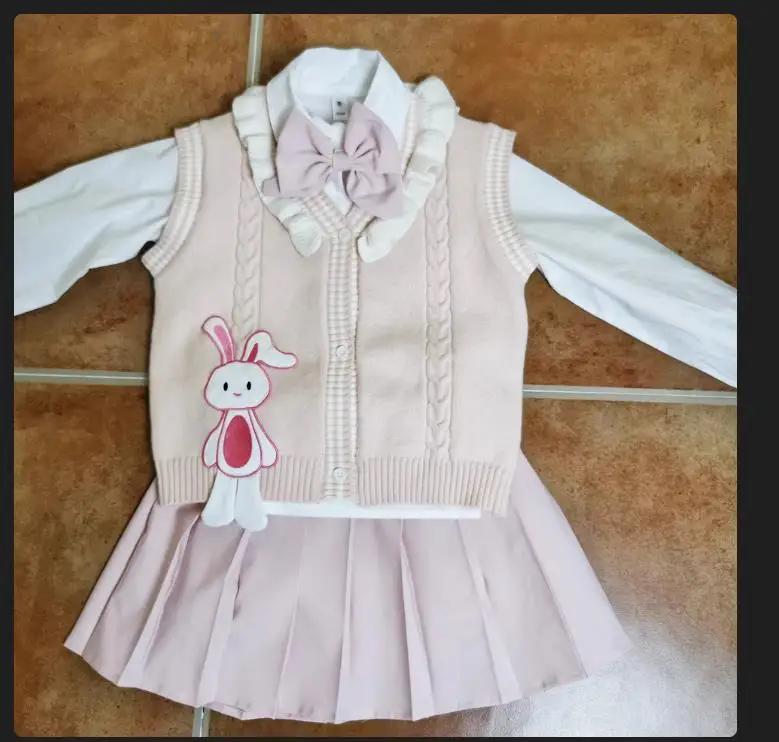 Lapel cotton shirt children's vest jeans three-piece set