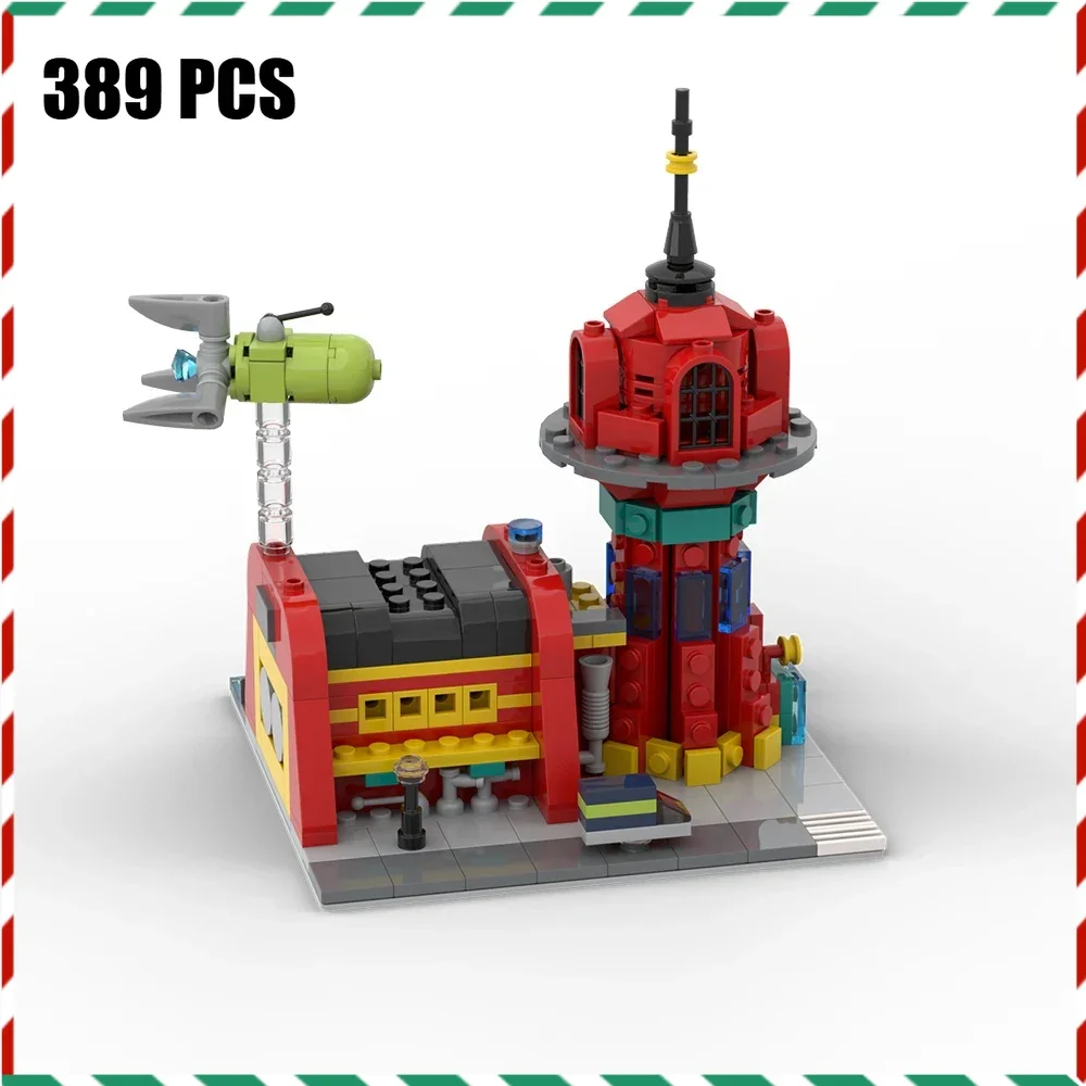 MOC – ensemble de blocs de construction de Micro vaisseau spatial, briques à assembler, Mini planète Express, modèle de vaisseau spatial, affichage, cadeau pour enfants et adultes