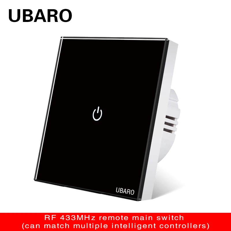 Беспроводной пульт дистанционного управления UBARO RF433 ЕС, роскошная стеклянная панель, только сенсорный светильник ель света на главную стену, без контроллера, 100-240 В, 10 А, 1/2/3 канала