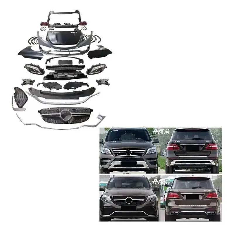 حار ML ترقية GLE المصد الخلفي الأمامي عدة طقم كامل الجسم مع شبكة ضوء الضباب الناشر ل 2013-2019 #2