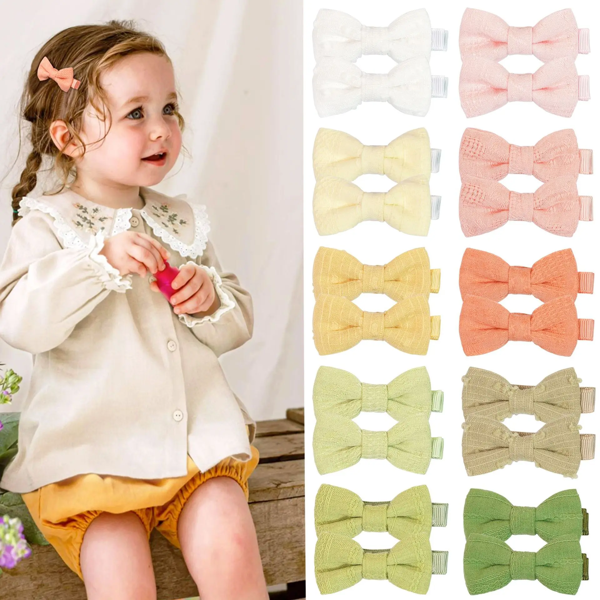 

40pcs/set Small Hairbows for Baby Cute Kids Bows Hair Clips Girls Barrettes Boutique Full Coverage Fabric Children's Headwear