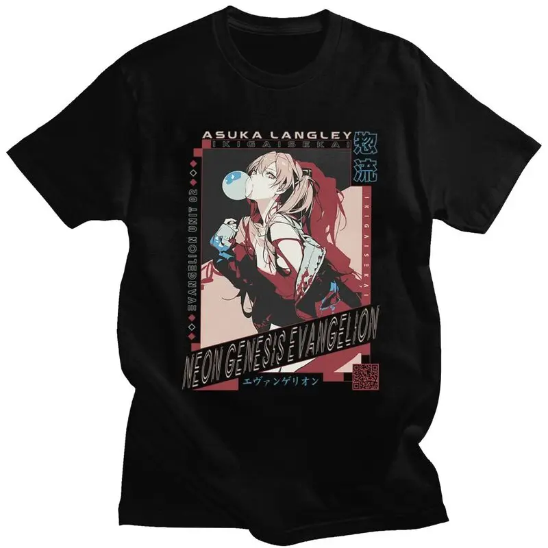 

Custom Asuka Langley Tshirts Men Short Sleeves Print T Shirt EVA-Evangelions T-shirts Slim Fit Soft Cotton Tee Tops Clothes