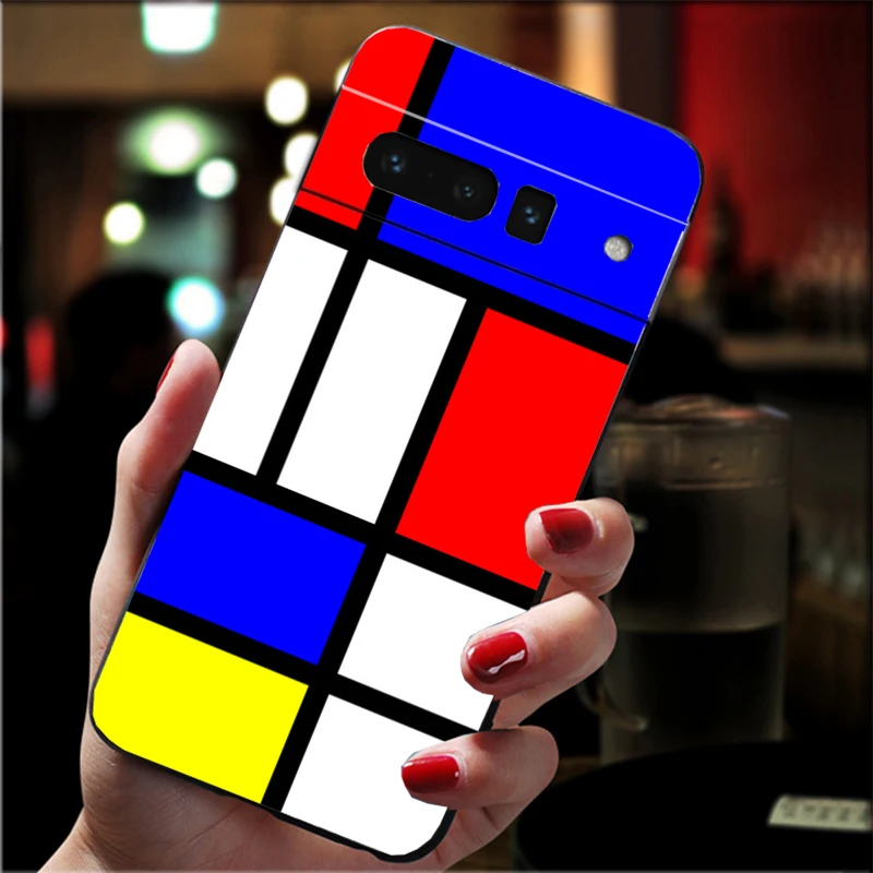 

Phone Case For Google Pixel 10 9 Pro XL 9A 8 7 6 Pro Pixel 8A 7A 6A Pixel 8 7 6 5 Mondrian Art