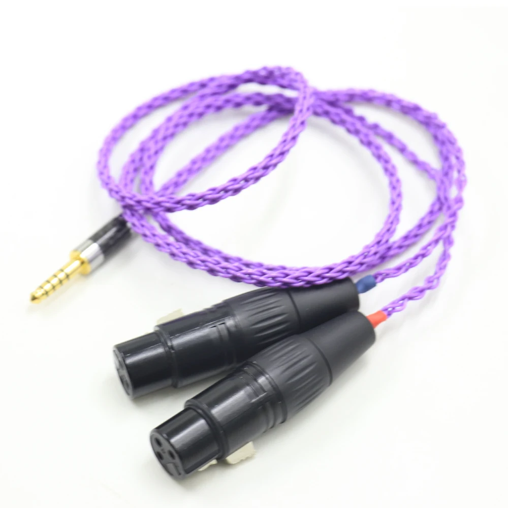 Novo purplehigh qualidade 8 núcleos banhado a prata 4.4mm masculino equilibrado para dupla 2x 3pin xlr equilibrada fêmea cabo adaptador de áudio
