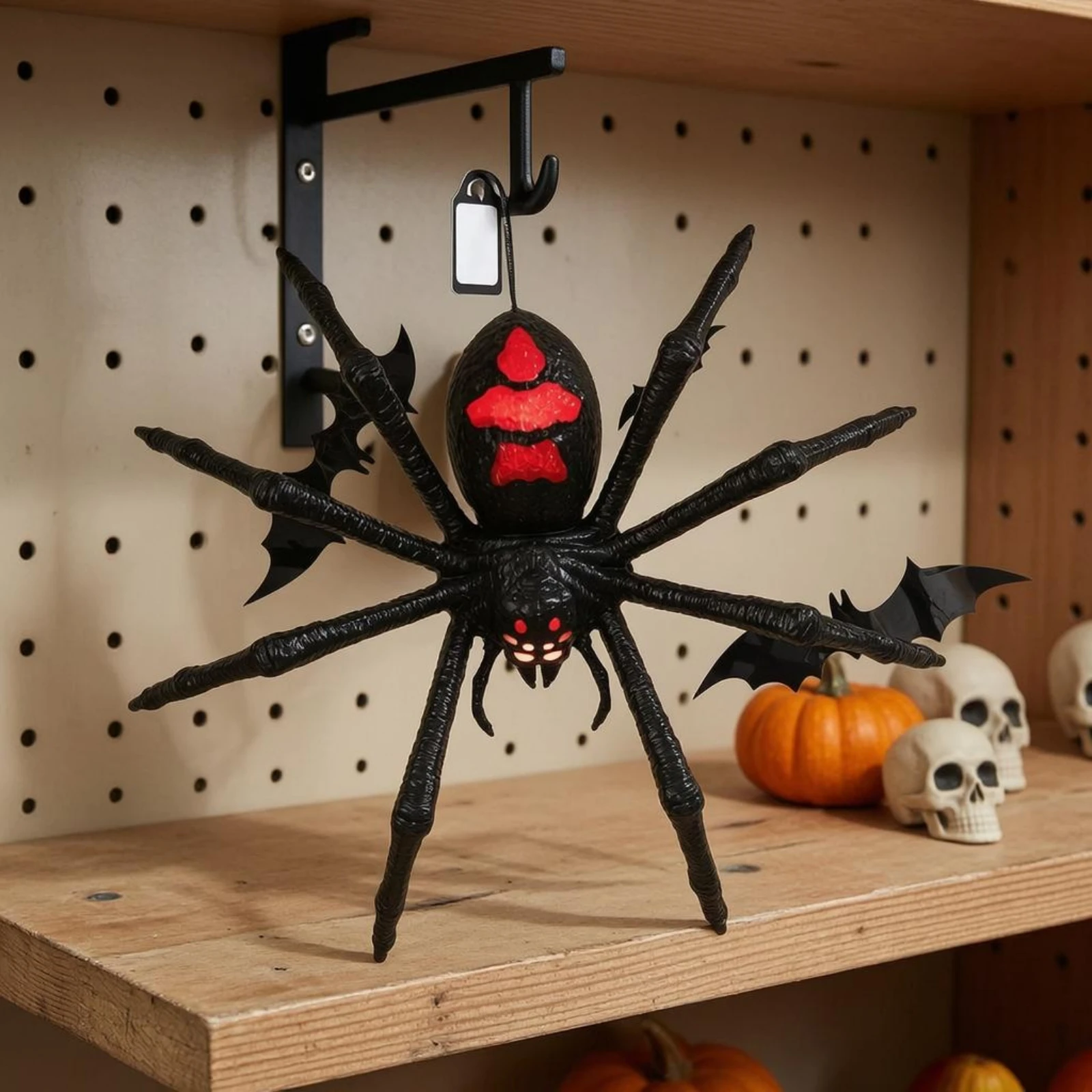 Light-up Arachnid Decoration Black Sound Arachnid Prop Seasonal Decor Red-Illuminated Battery Powered