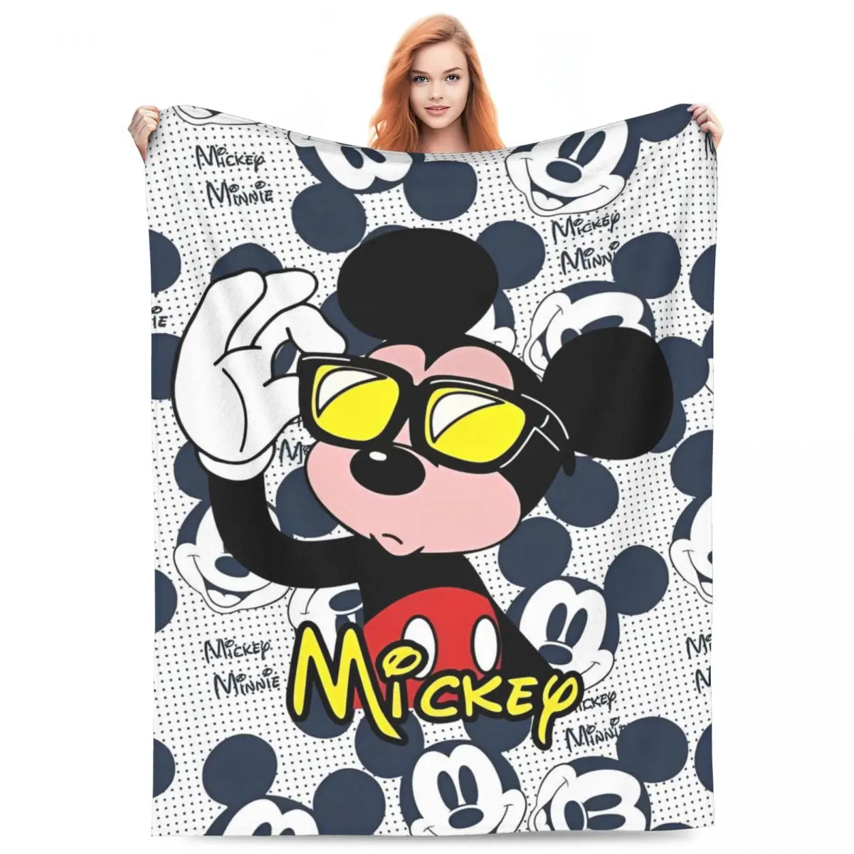 Anime Mickey Mouse Blanket Animal Airplane Travel Flannel Throw Blanket For Couch Chair Sofa Bed Warm Soft Bedspread Gift