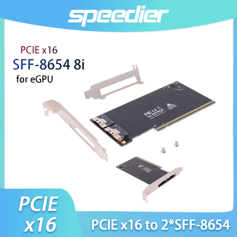 PCIE X16 To 2-port SFF-8654 8i X8 External Graphics Card Adapter Card for GPU Graphics Dock eGPU PCI-E