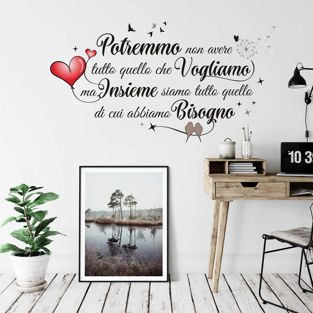 Italian Loving Quote Wall Stickers Decals We May Not Have Everything We Want Wall Decal for Kitchen, Living Room, Bedroom