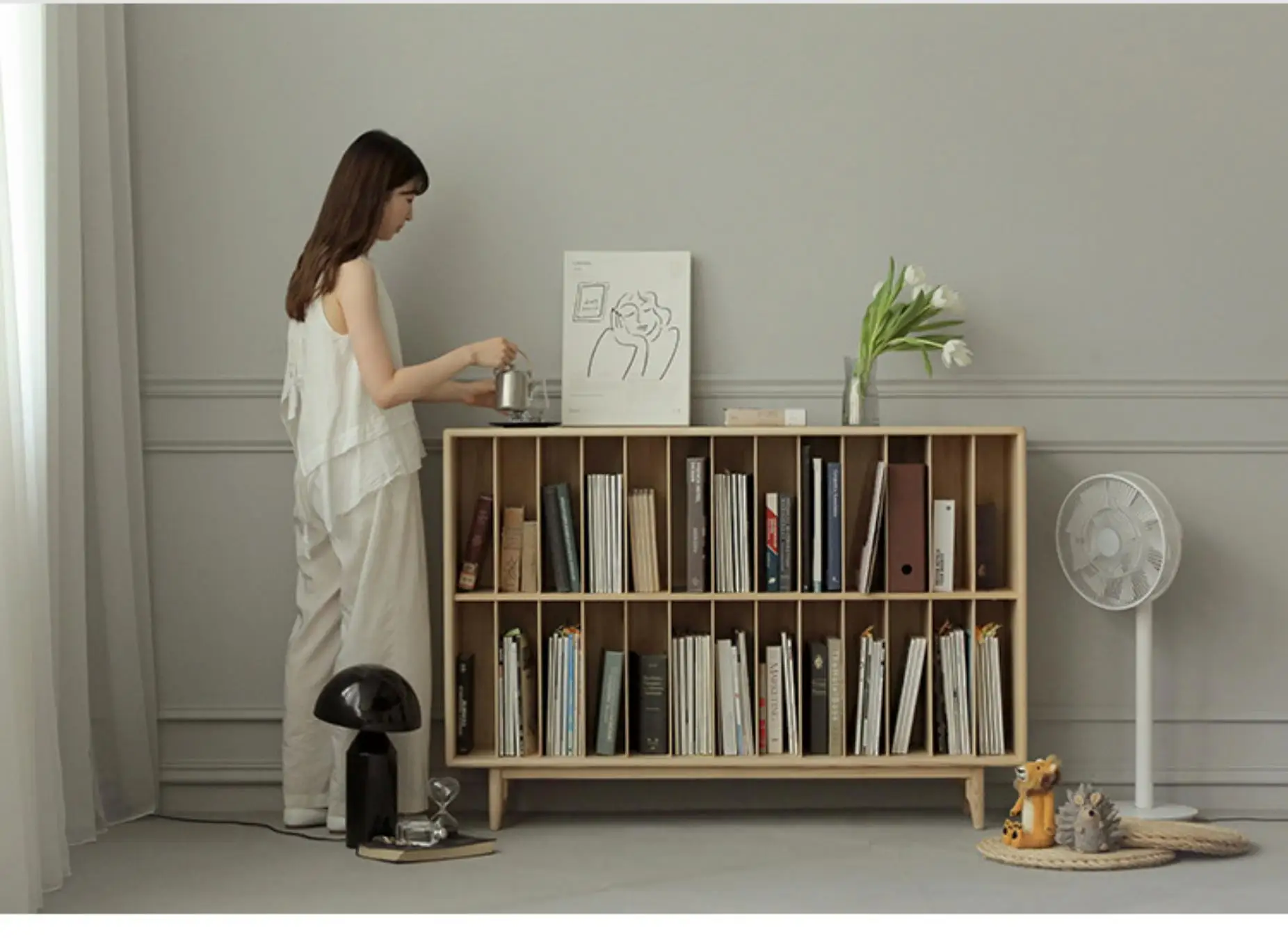 Furniture Multi-compartment Magazine Rack Modern Minimalist Floor-to-ceiling Bookcase